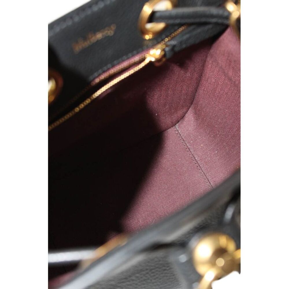 Mulberry Womens Classic Grain Leather Top Handle Small Hampstead Handbag Black - Picture 6 of 7